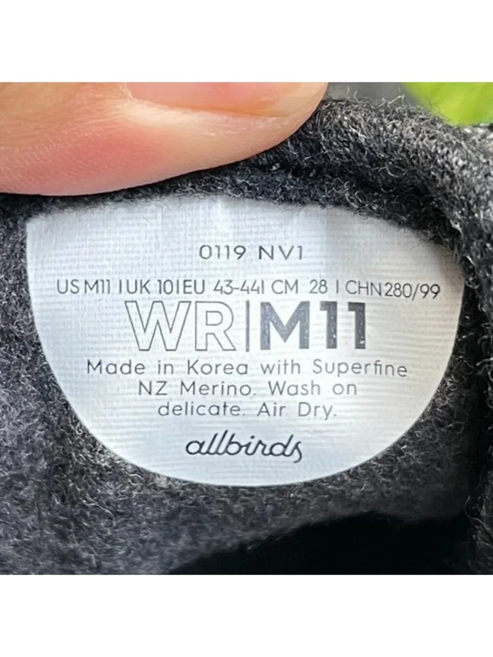Allbirds Wool Runners Mens Size 11 Black Athletic Running Walking Shoes Sneakers